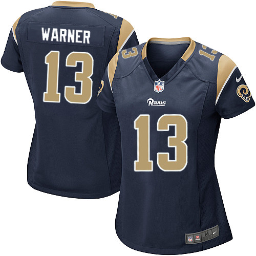 Women's Game Kurt Warner Nike Jersey Navy Blue Home - #13 NFL Los Angeles Rams